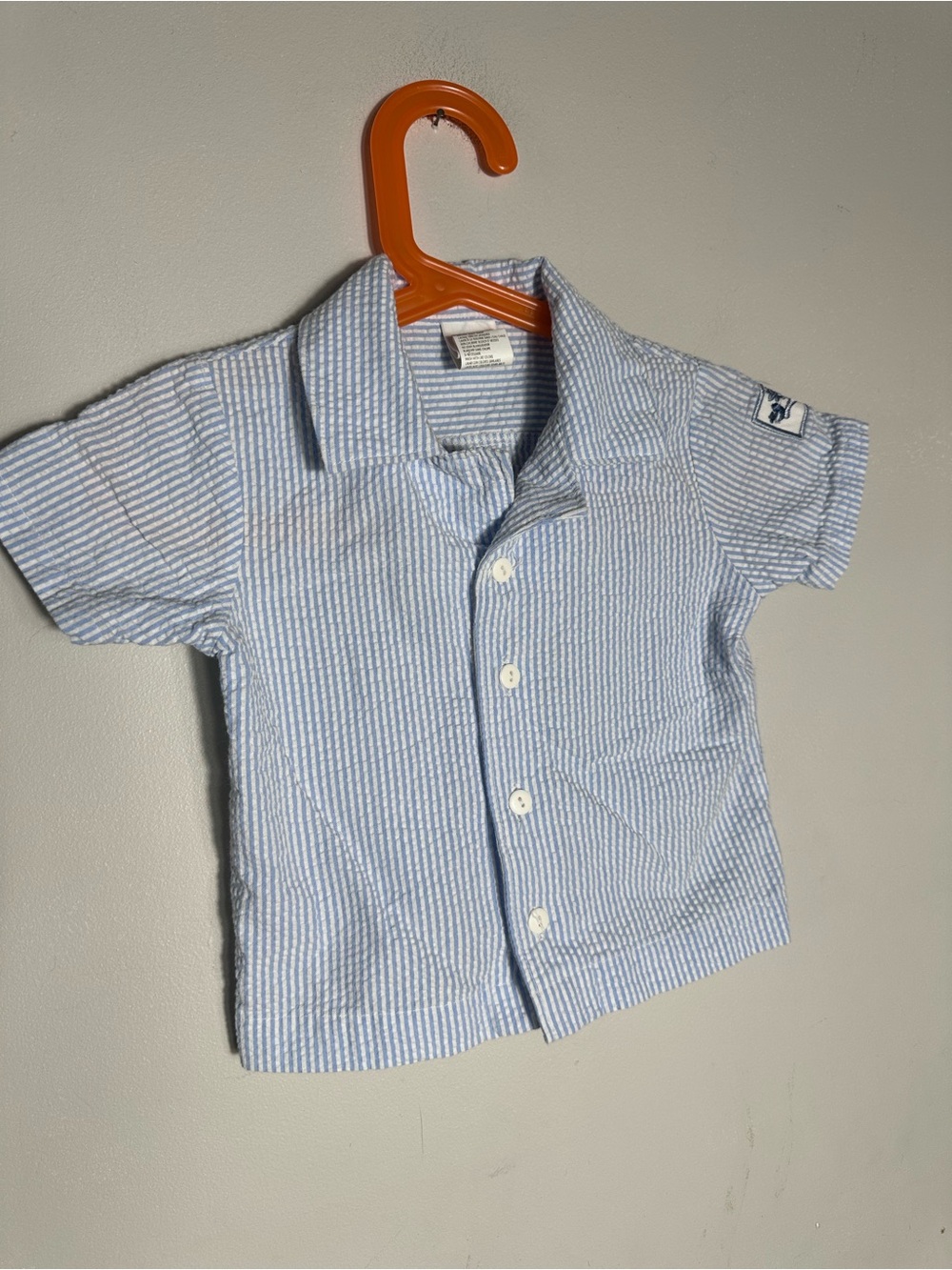 Vintage Little Me Blue and White Striped Button-Down Cotton Shirt